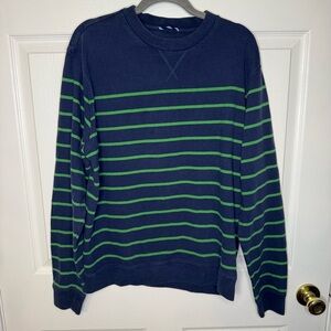 Brooks Brothers “346” Men's Crewneck Sweatshirt in Navy Green Stripes Large GUC